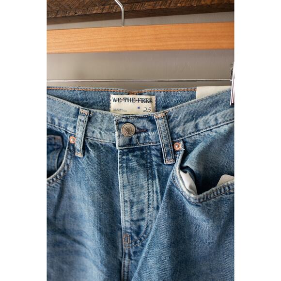 Free People We The Free Ripple Wide-Leg Pieced Cropped Jeans 25 - Picture 3 of 4